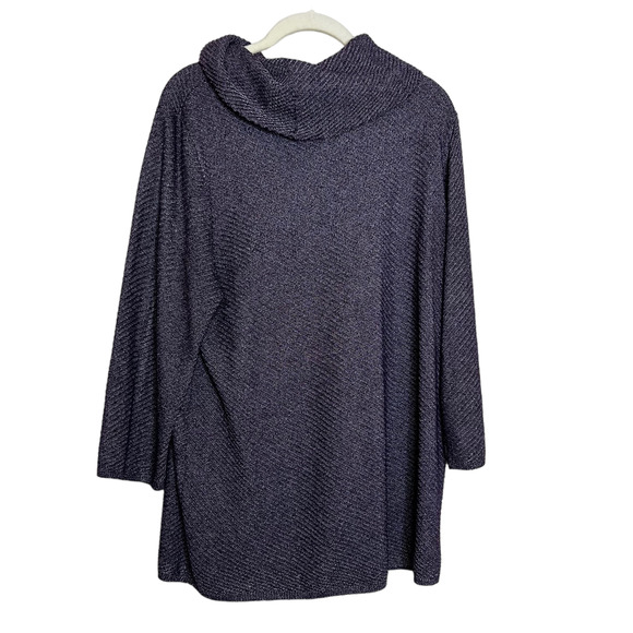 EasyWear by Chicos Womens Knit Top XL Purple Silver Cowl Neck 3/4 Sleeve - Picture 3 of 6